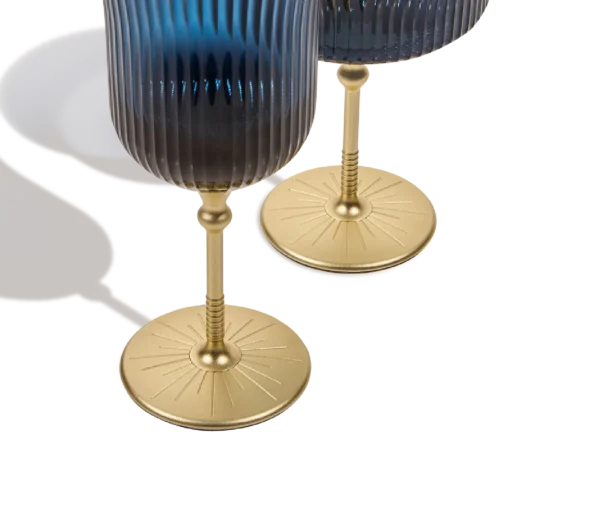 Sun Glasses Wine Set of 4 / Sea Boat Blue
