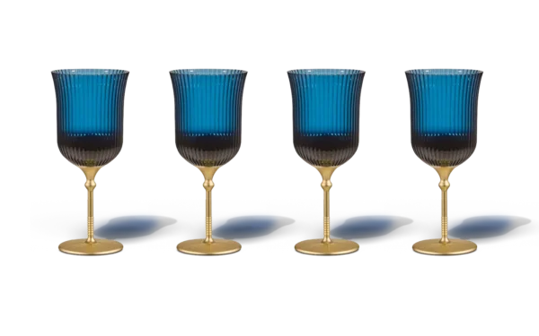 Sun Glasses Wine Set of 4 / Sea Boat Blue