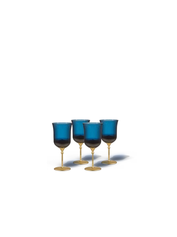 Sun Glasses Wine Set of 4 / Sea Boat Blue