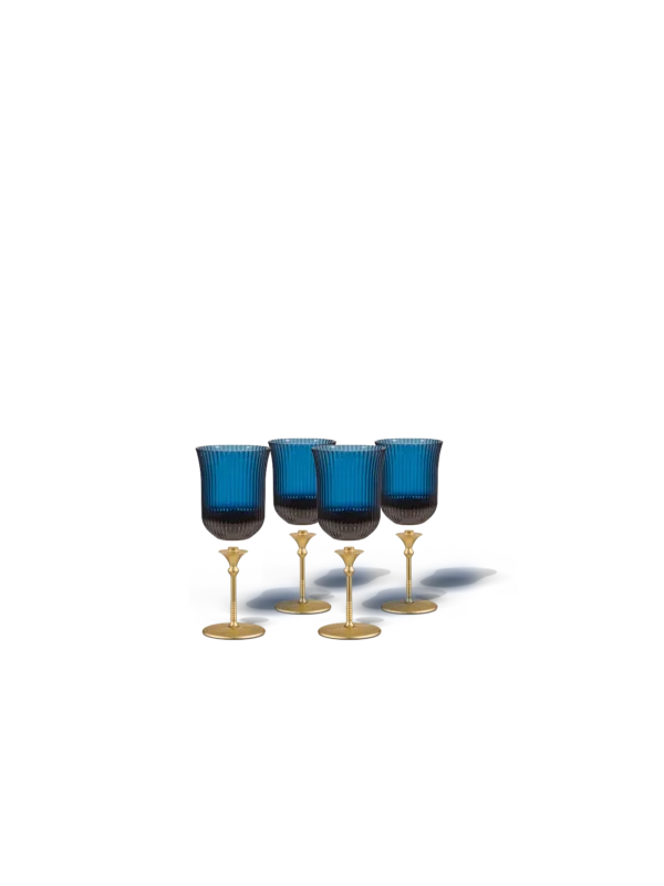 Sun Glasses Wine Set of 4 / Sea Boat Blue